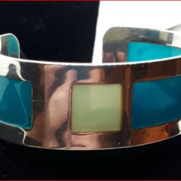 Vintage Cuff Bracelet Art Deco Style Silver Plated - Picture 2 of 2